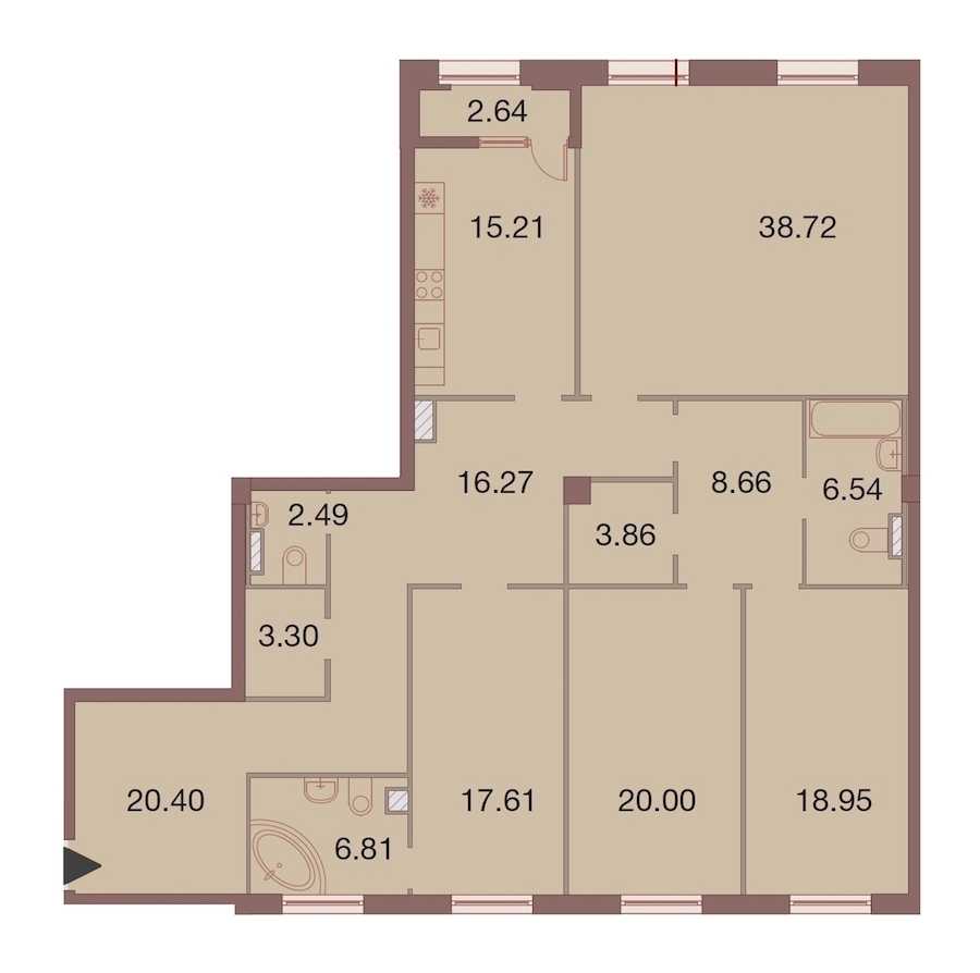 Четырехкомнатная квартира в : площадь 180.14 м2 , этаж: 5 – купить в Санкт-Петербурге